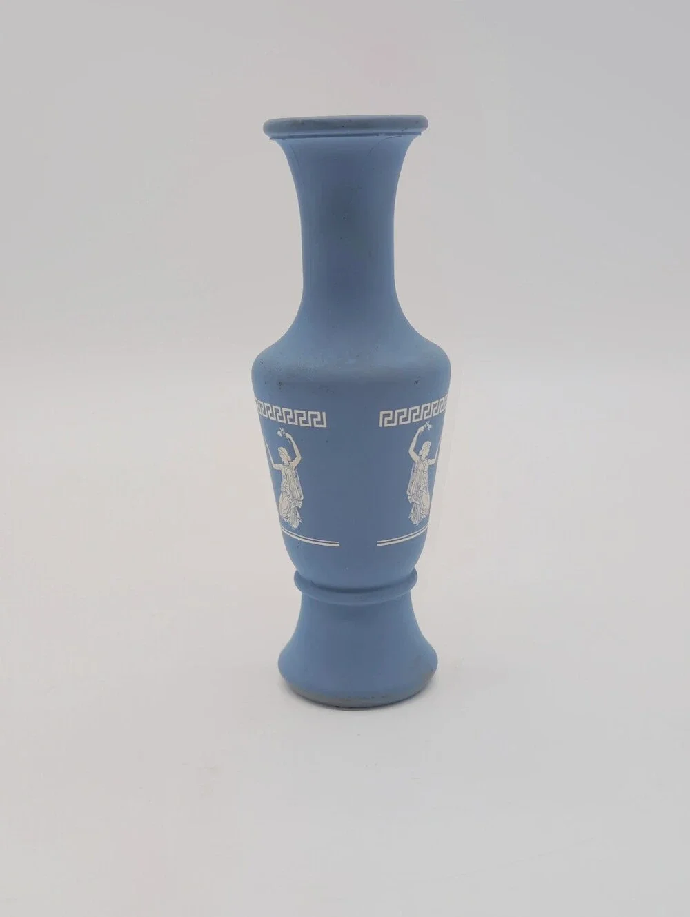 Vintage Jeannette Glass Hellenic Blue Grecian Bud Vase Satin Finish